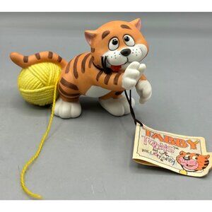 Vtg 80s Tabby Toons‎ By Willoughby Cat Figurine With Yarn Cmon Have a Ball